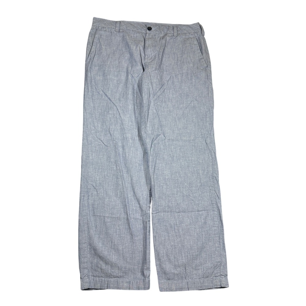 IZOD Mens Lightweight Chambray Pants Stretch Straight Leg Blue 34x30